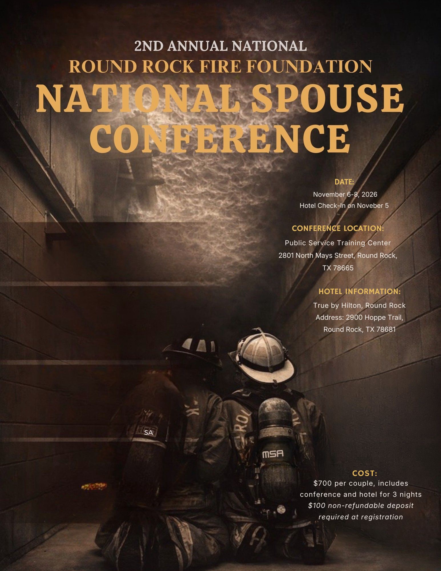 2nd Annual Round Rock Fire Foundation National Spouse Conference — November 6–8, 2026 flyer